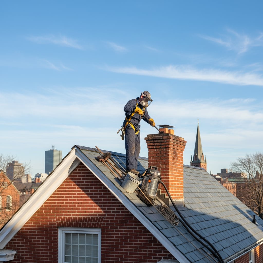 Safe Flue Chimney Sweep team working on chimney